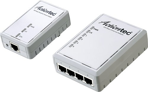  Actiontec - Powerline Ethernet Adapter and 4-Port Hub - White