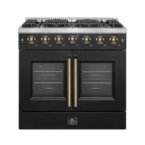 Forno Appliances - Galiano 5.36 Cu. Ft. Freestanding Gas Convection Range with French Door Design - Black-Front_Standard 
