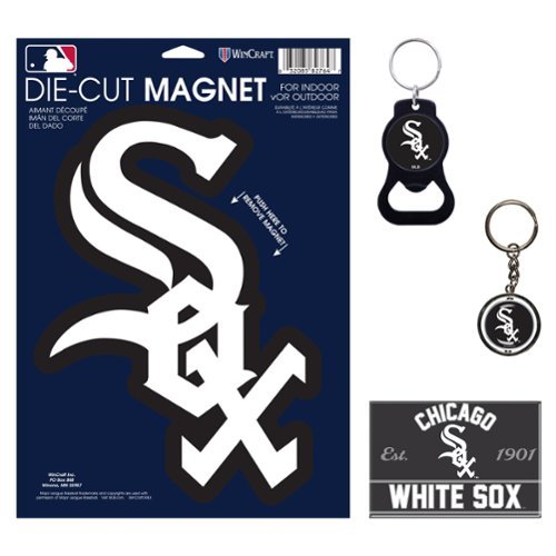 WinCraft - Chicago White Sox 4-Pack Key Rings and Magnets Set - Multicolor-Front_Standard 