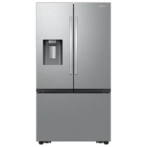 Front. Samsung - Bespoke AI 31 cu. ft. Mega Capacity 3-Door French Door Refrigerator with External Water & Ice Dispenser - Stainless Steel.
