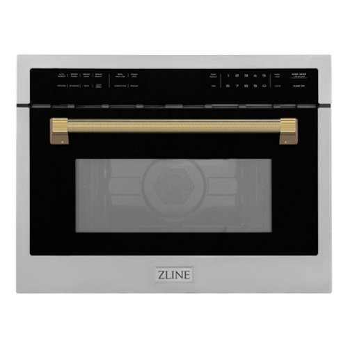 ZLINE - Autograph 24 in. 1.6 cu ft. Built-in Convection Microwave Oven and Polished Gold Helix Handle - Stainless Steel