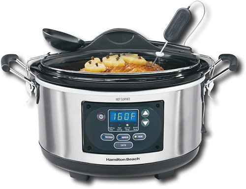  Hamilton Beach - Set &amp; Forget 6 Qt. Programmable Slow Cooker - STAINLESS STEEL