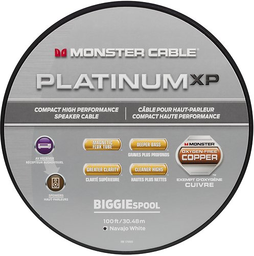  Monster - Platinum XP Clear Jacket MKIII 100' Compact Speaker Cable - White
