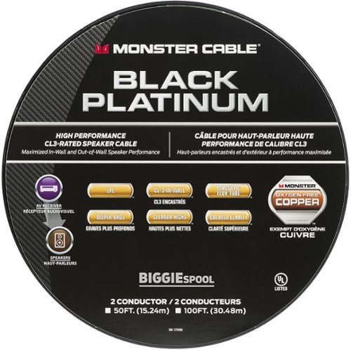  Monster - Black Platinum XP Clear Jacket 100' In-Wall Compact Speaker Cable - Clear/Copper