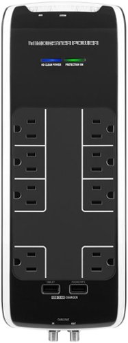  Monster - Power Platinum 800 8-Outlet/2-USB Surge Protector Strip - Black - Black