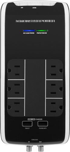  Monster - Power Platinum 600 6-Outlet/2-USB Surge Protector Strip - Black