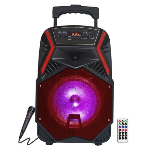 TopTech - Angel-8 Portable 8" Bluetooth Party Speaker with LED Lights and Remote - Red-Front_Standard 