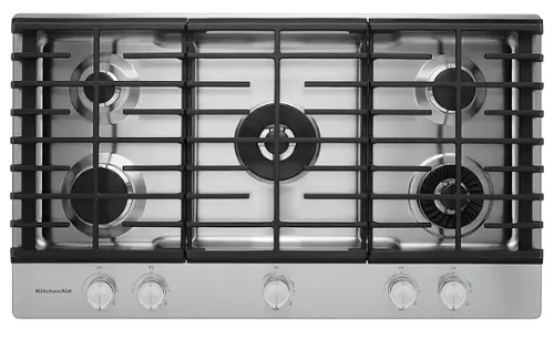 Front. KitchenAid - 36" Built-In Gas Cooktop - Stainless steel.