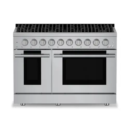 Front. Hauslane - HausPro 48 in. 8 Burners (20,000 BTU) Freestanding Dual Fuel Range in Stainless Steel with Double Convection Oven Silver - Stainless Steel.