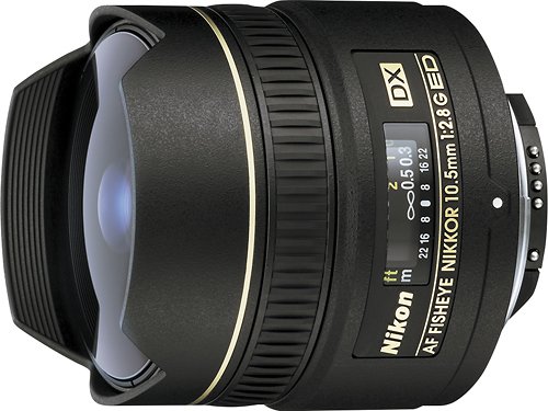  Nikon - AF DX Fisheye-Nikkor 10.5mm f/2.8G ED Wide-Angle Lens - Black