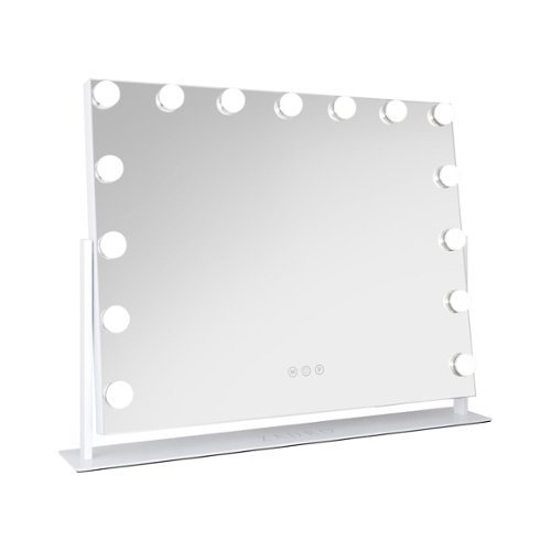 Zadro - Hollywood Makeup Mirror - 25" x 20" - 15 LED Light Bulbs with Dimmable Brightness - White-Front_Standard 