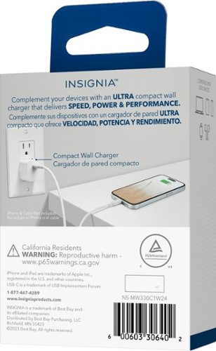 Insignia™ 30W USB-C Wall Charger for iPhone 15/14/13/12 Series, Samsung Smartphones, iPad, MacBook Air, Tablets and More - White BUY IN SINGAPORE