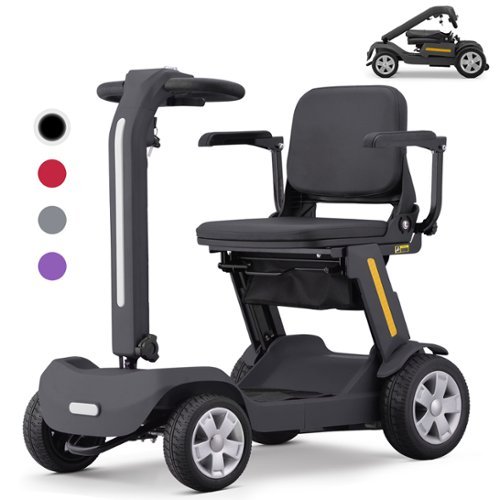 Hover Heart - 4-Wheel Foldable Electric Travel Scooter for Adults, Compact Portable Scooter with 300 lbs Capacity - Black-Front_Standard 
