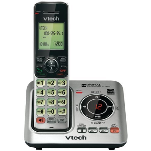 VTech - DECT 6.0 Expandable Cordless Phone System for Landline, Digital Answering System, Caller ID/Call Waiting, 1 Handset - Gray-Front_Standard 