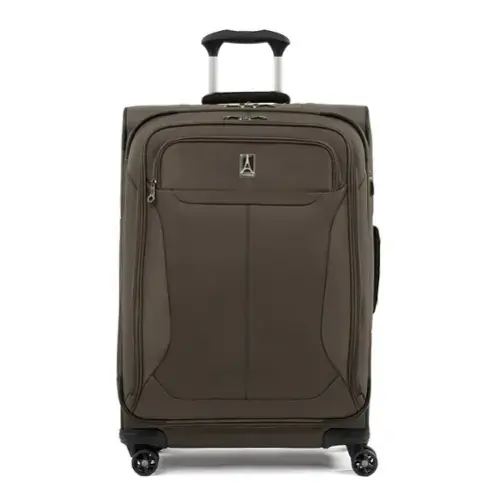 Front. Travelpro - Tourlite Softside Expandable 25" Checked Spinner Luggage - Espresso.