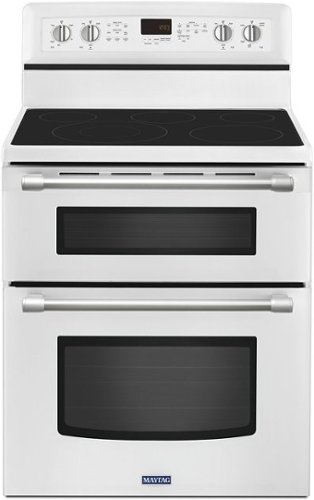 Maytag - 6.7 Cu. Ft. Self-Cleaning Freestanding Double Oven Electric Convection Range - White-Front_Standard 