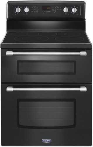 Maytag - 6.7 Cu. Ft. Self-Cleaning Freestanding Double Oven Electric Convection Range - Black-Front_Standard 