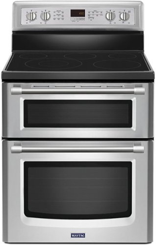  Maytag - 6.7 Cu. Ft. Self-Cleaning Freestanding Double Oven Electric Convection Range - Stainless steel