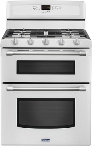 Maytag - 6.0 Cu. Ft. Self-Cleaning Freestanding Double Oven Gas Convection Range - White-Front_Standard 