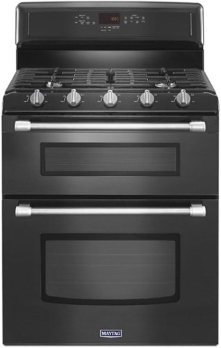 Maytag - 6.0 Cu. Ft. Self-Cleaning Freestanding Double Oven Gas Convection Range - Black-Front_Standard 