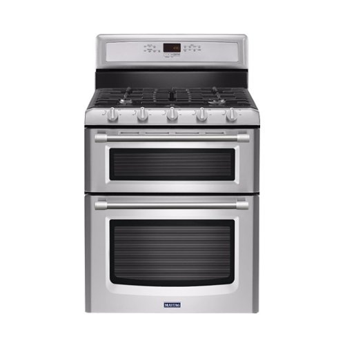 Maytag - 6.0 Cu. Ft. Self-Cleaning Freestanding Double Oven Gas Convection Range - Stainless steel-Front_Standard 