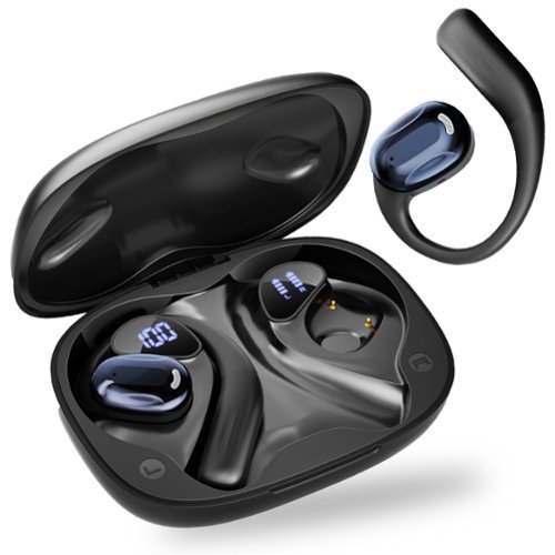 Trigiz - Wireless Open Ear Earbuds Bluetooth 5.4 with Earhooks, 70Hrs Playtime, LED Power Display Case, IP7 for Sports & Running - Black-Front_Standard 