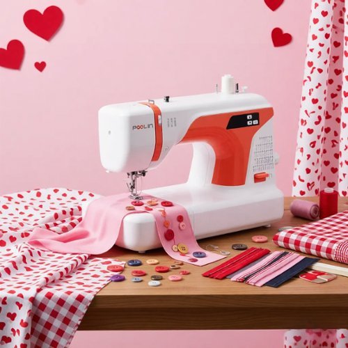 Poolin - EOC01-RE Computerized Sewing Machine 107 Stitches Auto Needle Threader Full Accessories DIY & Holiday gift - White-Front_Standard 