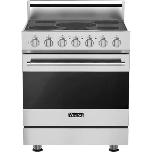 Front. Viking - 4.7 Cu. Ft. Self-Cleaning Freestanding Electric Convection Range - Stainless Steel.