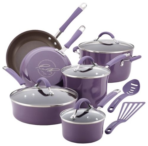  Rachael Ray - Cucina 12-Piece Cookware Set - Espresso/Lavender Purple
