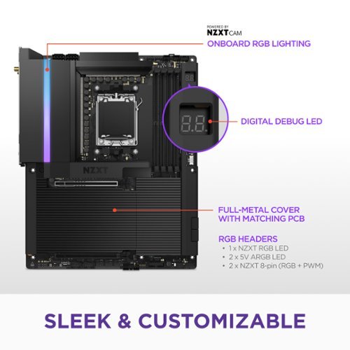 NZXT N9 Z890 LGA 1851 Intel Z890 ATX DDR5 Wi-Fi 7 Motherboard with Full-Metal Cover and RGB - Black SHOP ONLINE