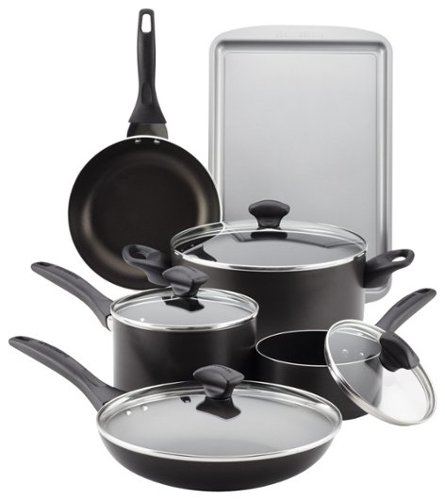 Farberware - 15-Piece Cookware Set - Black
