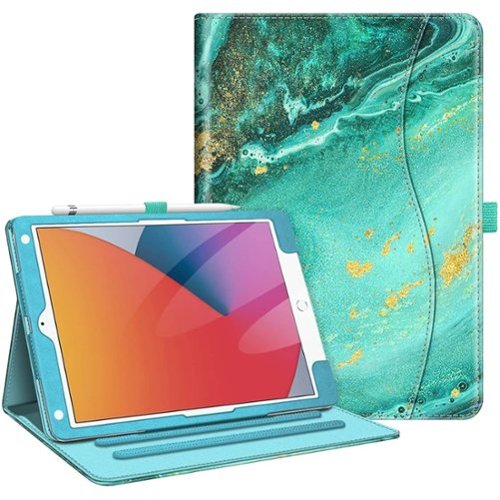 Kitcheniva - Protective Stand Case For iPad 9th 8th 7th Generation 10.2 Inch With Pocket Holder - Aqua Wave-Front_Standard 