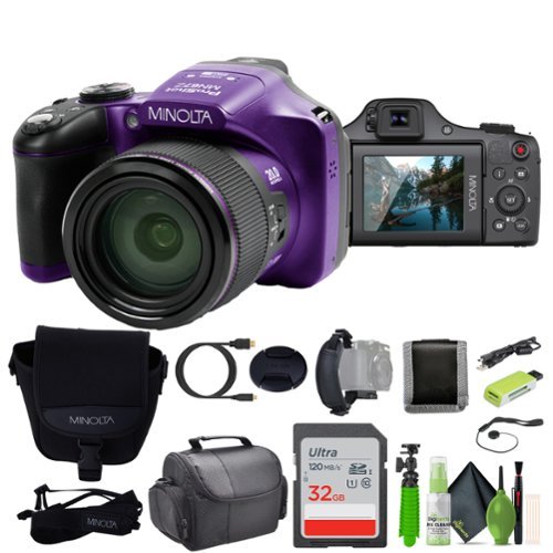 Minolta - Pro Shot 20 MP HD Digital Camera with 67x Zoom, 1080p HD Video Bundle - Purple-Front_Standard 
