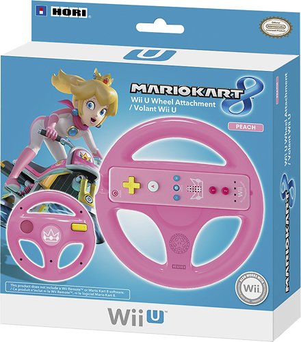  Hori - Peach Mario Kart 8 Racing Wheel Attachment for Wii and Wii U - Pink