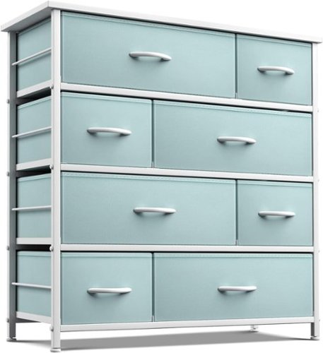 Sorbus - Dresser with 8 Drawers - Storage Chest Organizer with Steel Frame, Wood Top, Handles, Fabric Bins - Aqua-Front_Standard 