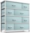 Sorbus - Dresser with 8 Drawers - Storage Chest Organizer with Steel Frame, Wood Top, Handles, Fabric Bins - Aqua-Front_Standard