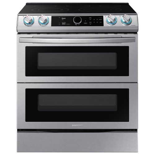  Samsung - 6.3 cu. ft. Flex Duo™ Front Control Slide-in Electric Range with Smart Dial, Air Fry &amp; Wi-Fi - Stainless Steel