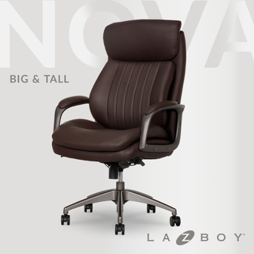 La-Z-Boy - Nova Executive Vegan Leather Office Chair with Air Lumbar Technology - Brown-Front_Standard 