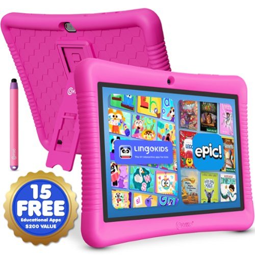 Contixo - K102 10" Kids Tablet 32GB Android, Epic! & Lingokids, Educational with Parental Controls & Kid-Proof Case - Pink-Front_Standard 