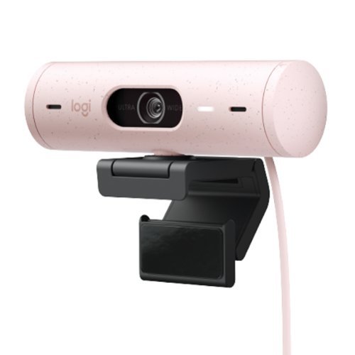 Logitech - Brio 500 1920x1080p Webcam with Privacy Cover - Rose-Front_Standard 