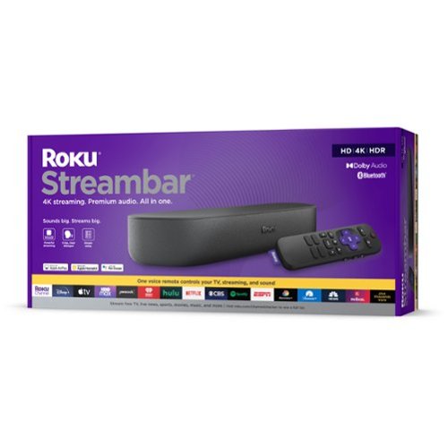 Roku Streambar Powerful 4K Streaming Media Player, Premium Audio, All in One, Voice Remote and TV controls - Black WORLDWIDE DELIVERY