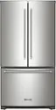 Front. KitchenAid - 20 Cu. Ft. French Door Refrigerator with Interior Water Dispenser - Stainless steel.