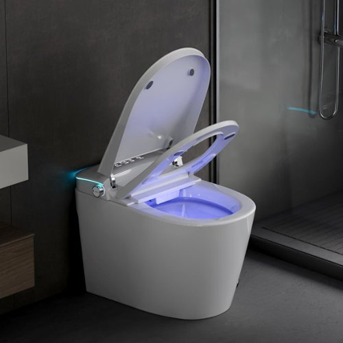 Dyonery - Smart Toilet with Bidet Built in, Bidet Toilet with Heated Seat a, Auto Soft Close, UV-C light, Foam Shield - White-Front_Standard 
