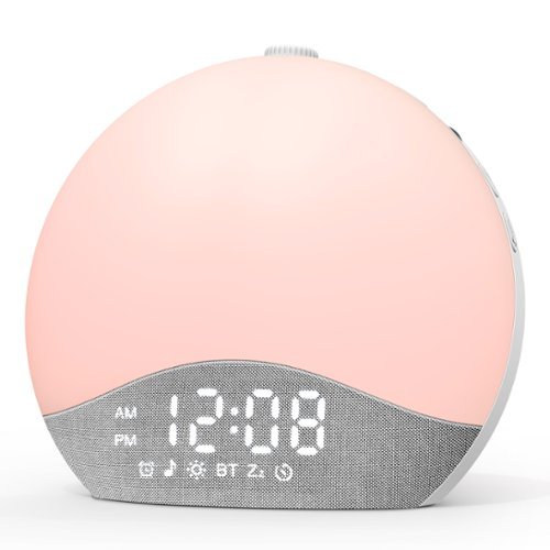 Easyera - Sunrise Alarm Clock, White Noise Sound Machine for Bedrooms, 26 Soothing Sounds, 17 Night Lights, Wake Up Light - Gray White-Front_Standard 