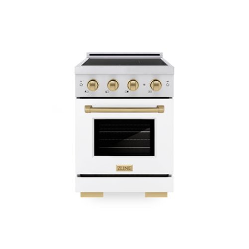 ZLINE - Autograph 24 in. 3.2 cu. ft. Paramount Freestanding Induction Range with 3 Burners and Bronze Accents with White Door - White Matte