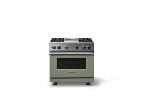 Viking - 5.1 Cu. Ft. 36"W Freestanding LP Gas Sealed 4 Burner Range with Griddle - Eucalyptus-Front_Standard 