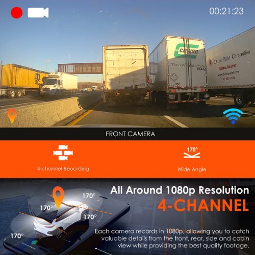 Rexing R4 4 Channel Dash Cam W/ All Around 1080p Resolution, Wi-Fi, and GPS - Black GLOBAL SHIPPING