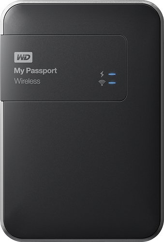  WD - My Passport 1TB External USB 3.0 Wireless Portable Hard Drive - Black