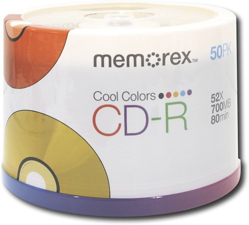  Memorex - Cool Colors 50-Pack 52x CD-R Disc Spindle - Multicolor
