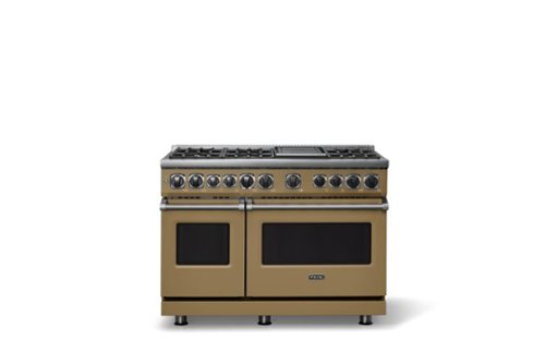 Viking - 48 in. Wide 6 Burner Dual Fuel Sealed Burner Range with Griddle - Golden Hour-Front_Standard 